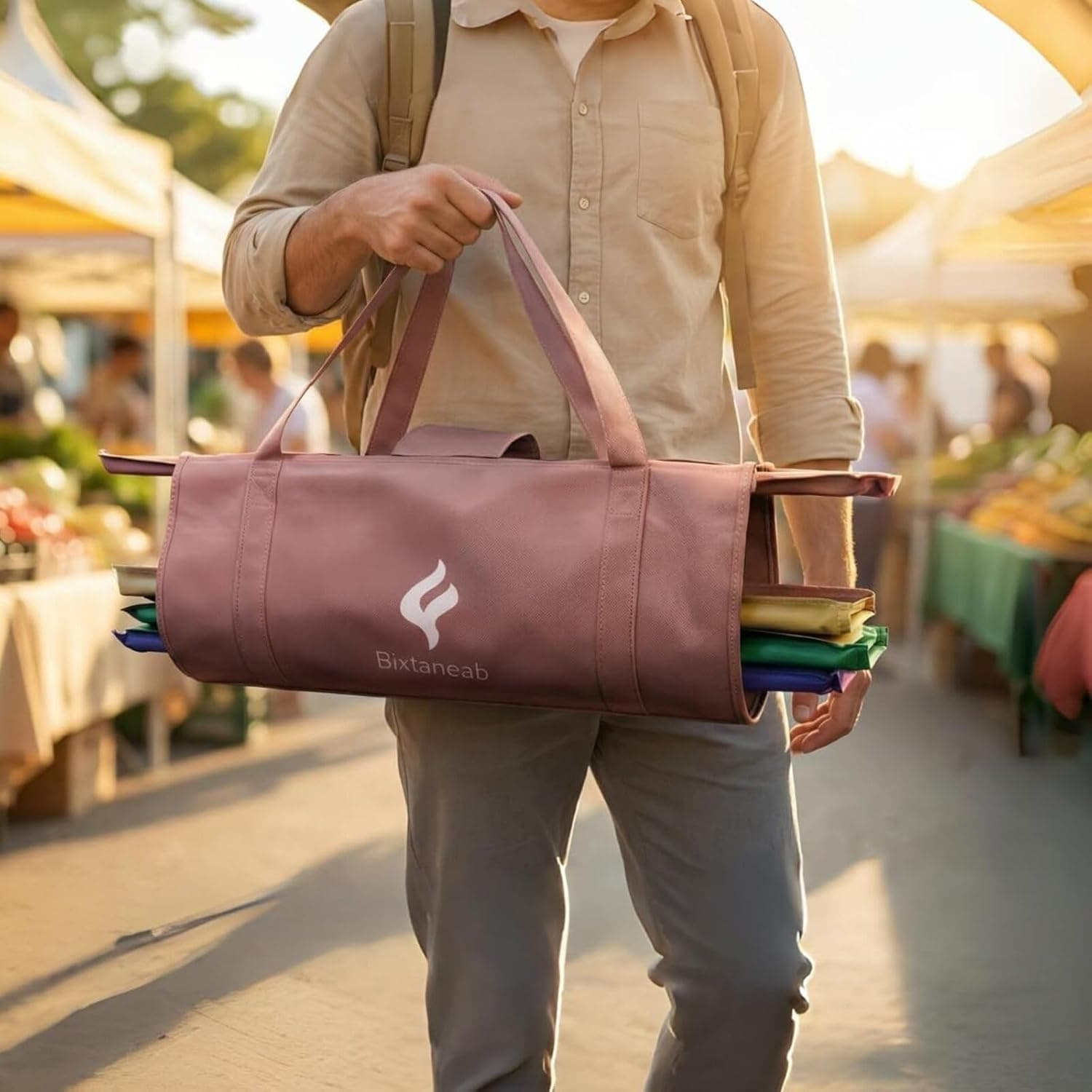 Hang it — Hook the four bags onto your cart's edges. Velcro keeps them connected.